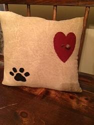P-45 Pillow with paw print and heart